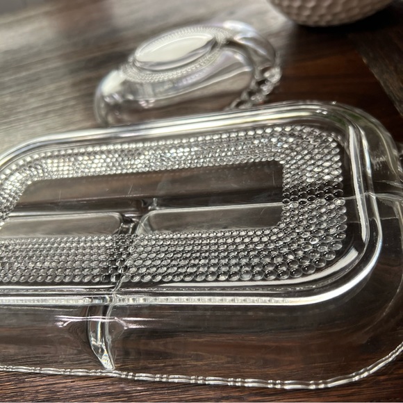 Duncan Miller Teardrop clear glass trinket relish serving vintage 2pc set beaded - Picture 5 of 5